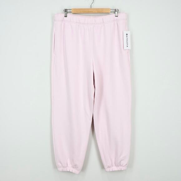NWT Athleta Forever Fleece High-Rise Fleece Jogger In Shell Pink Size Large - Picture 3 of 9